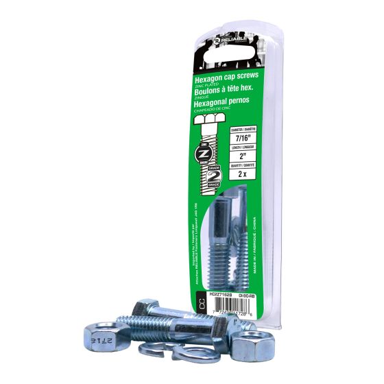 Bolts with Nuts and Washers - 7/16" x 2" - Grade 2 - 2/Pkg