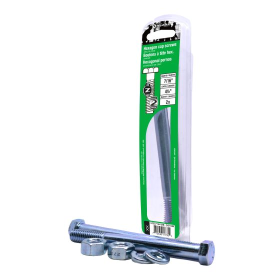 Bolts with Nuts and Washers - 7/16" x 4-1/2" - Grade 2 - 2/Pkg