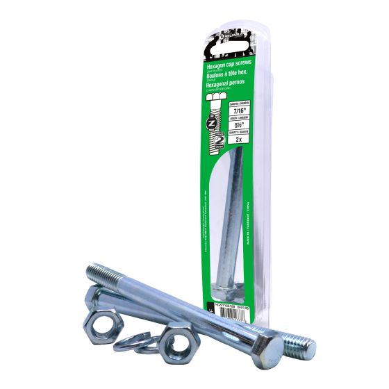 Bolts with Nuts and Washers - 7/16" x 5-1/2" - Grade 2 - 2/Pkg