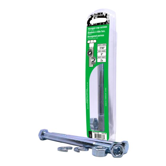 Bolts with Nuts and Washers - 7/16" x 5" - Grade 2 - 2/Pkg