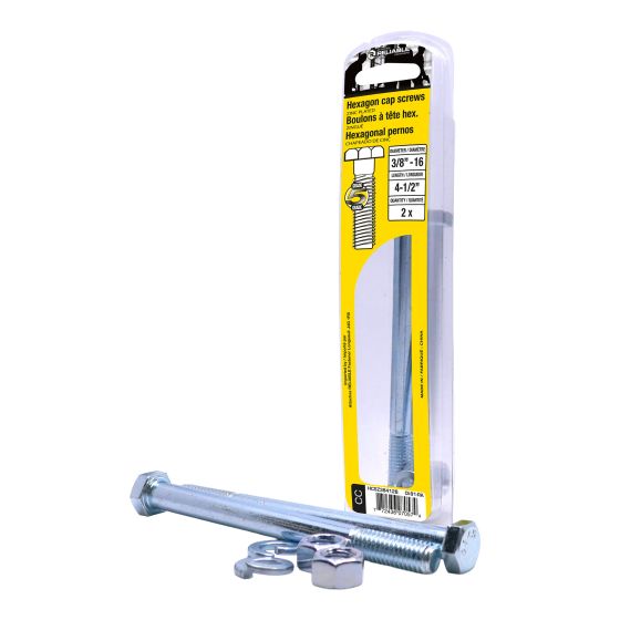 Bolts with Nuts and Washers - 3/8" x 4-1/2" - Grade 5 - 2/Pkg