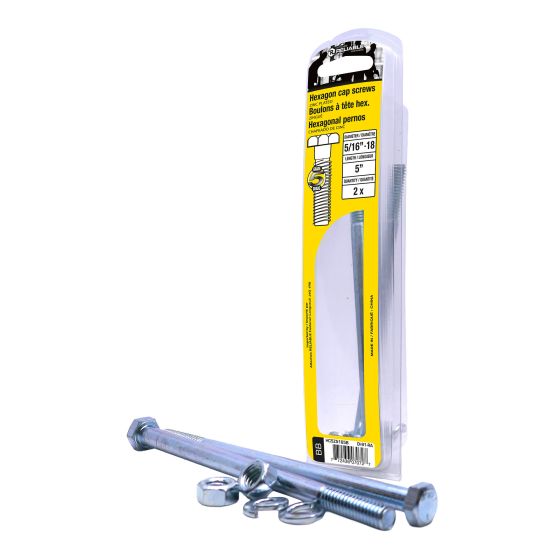 Bolts with Nuts and Washers - 5/16" x 5" - Grade 5 - 2/Pkg