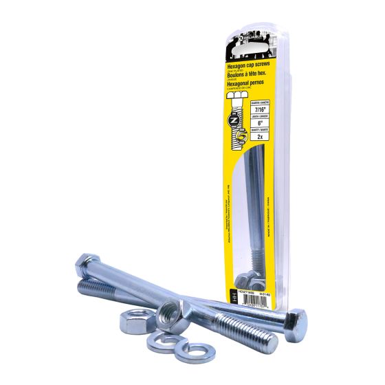 Bolts with Nuts and Washers - 7/16" x 6" - Grade 5 - 2/Pkg