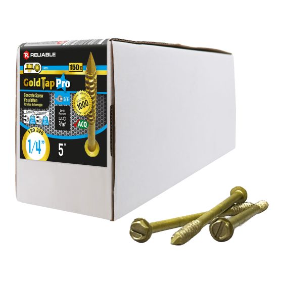 Concrete Screws - 1/4" x 5" - Gold Seal - 150/Pkg