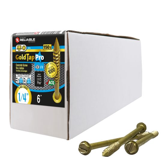 Concrete Screws - 1/4" x 6" - Gold Seal - 150/Pkg
