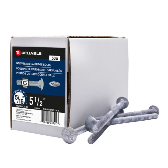 Carriage Bolts - 5/16" x 5 1/2" - Hot-Dip Galvanized - 50/Pkg