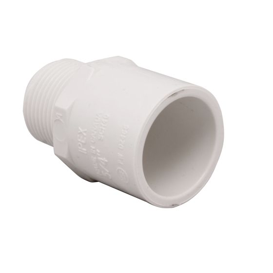 Adaptateur en PVC, 1 1/2", blanc