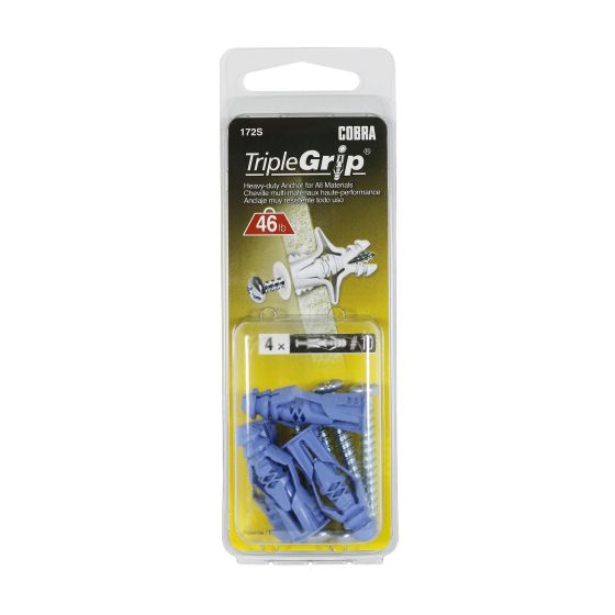 TripleGrip #10 Blue (+ Screws) Anchors (4)