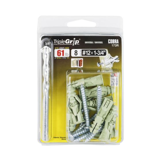 TripleGrip #12 Green (+ Screws) Anchors (8)