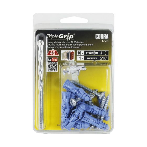 TripleGrip #10 Blue (+ Screws) Anchors (10)