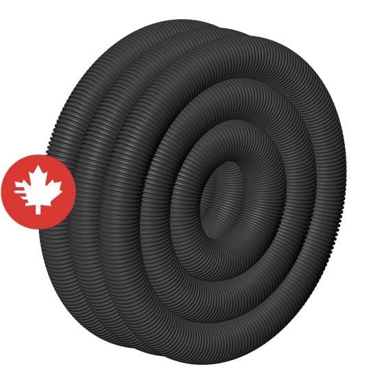 Tuyau de drainage, perforé, noir, 6" x 30 m