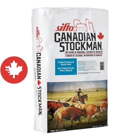 Sel Cobalt Iodé pour bétail Canadian Stockman, bleu, 25 kg