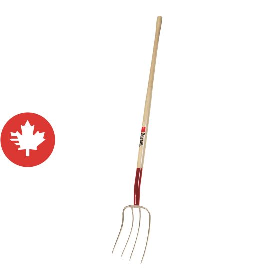 Fourche à engrais de 13", 4 dents, manche en bois dur 48"