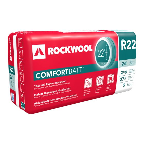 R22 Rockwool ComfortBatt Wool - 23" x 47" x 5 1/2" - 37.5 sq. ft