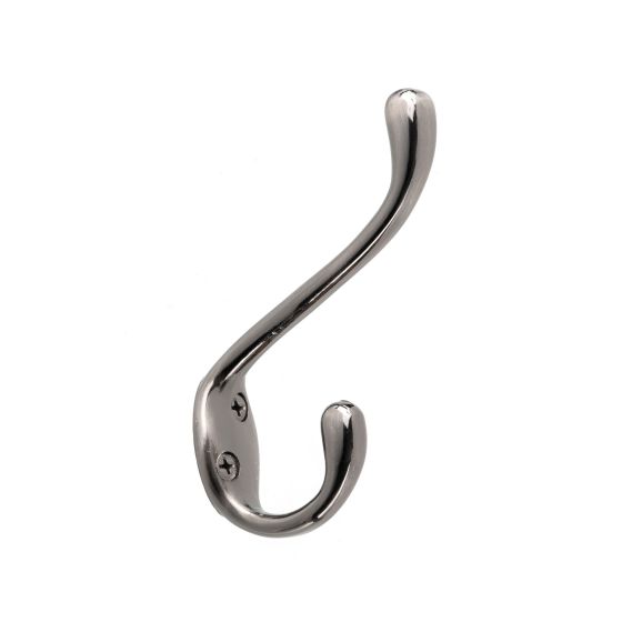 Crochet à vêtements robuste, nickel antique, 5 1/2"