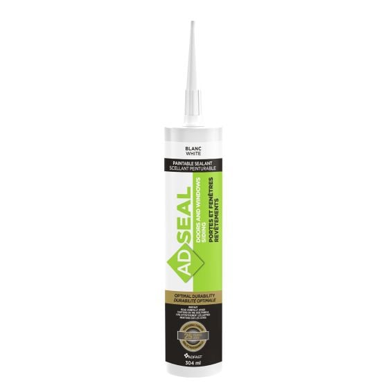Caulking for Doors, Windows and Siding, Adseal, Paintable Sealant - 304 ml - White Molding