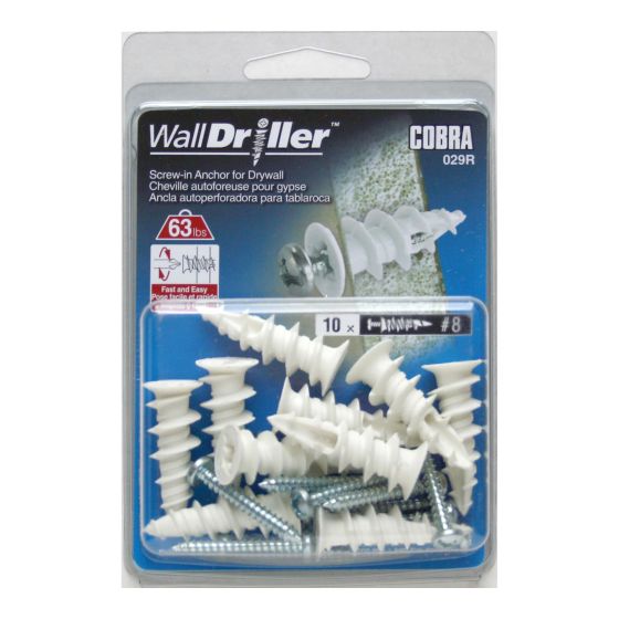 WallDriller Nylon #8L (+ Screws) Anchors (10)