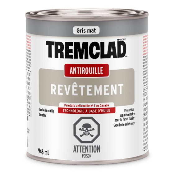 Tremclad Oil Based Rust Paint - Matte - Grey - 946 ml