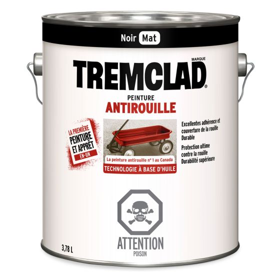 Peinture antirouille à base d’huile Tremclad, fini mat, noir, 3,78 l