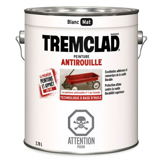 Peinture antirouille à base d’huile Tremclad, fini mat, blanc, 3,78 l