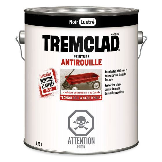 Peinture antirouille à base d’huile Tremclad, fini lustré, noir, 3,78 l