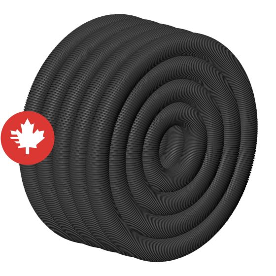 Tuyau de drainage, perforé, noir, 4" x 45 m