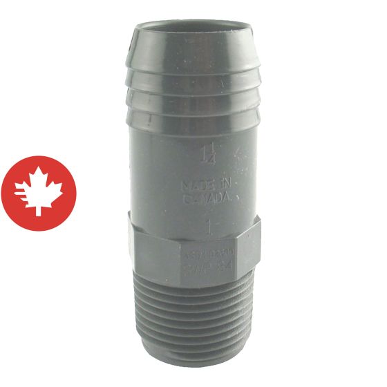 Adaptateur croissant mâle, 1" x 1 1/4", gris