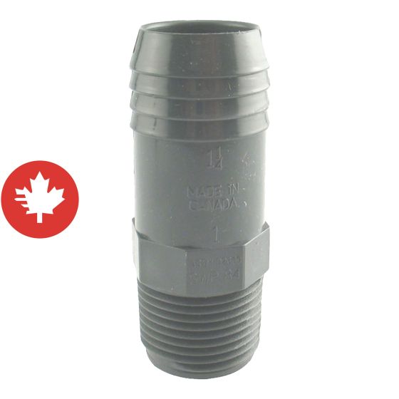 Adaptateur croissant mâle, 1 1/4" x 1 1/2", gris