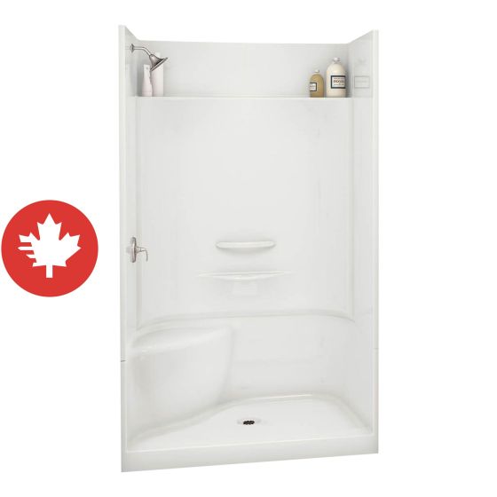 Essence Shower - 48″ x 34" - Acrylic - Central Drain - Left Seat - White
