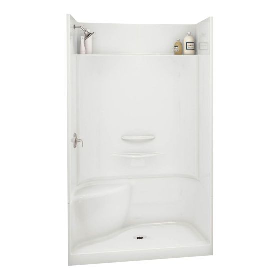 Essence Shower - 48″ x 34" - Acrylic - Central Drain - Left Seat - White