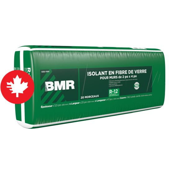 Laine isolante, R-12, 23" x 47" x 3 1/2", 150,1 pi²