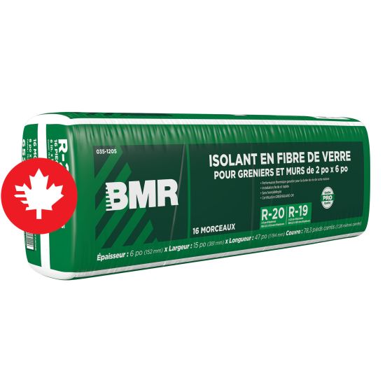 Laine isolante, R-20, 15" x 47" x 6", 78,3 pi²