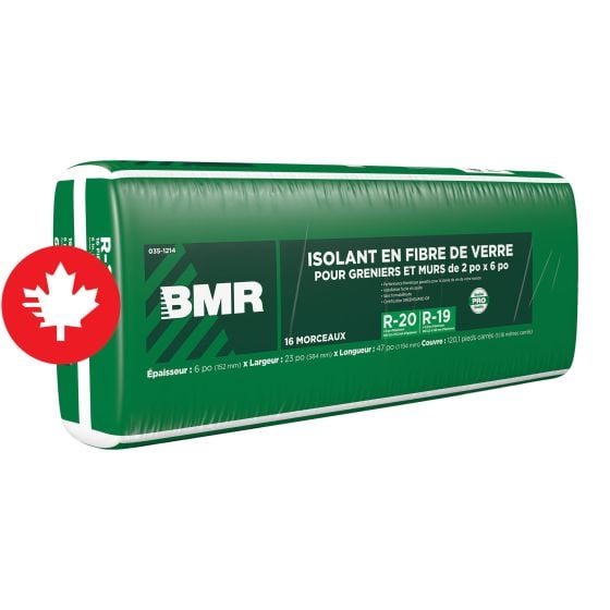 Laine isolante, R-20, 23" x 47" x 6", 120,1 pi²