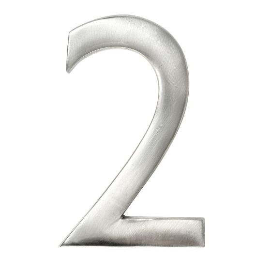 Chiffre moderne #2, nickel satiné, 4"