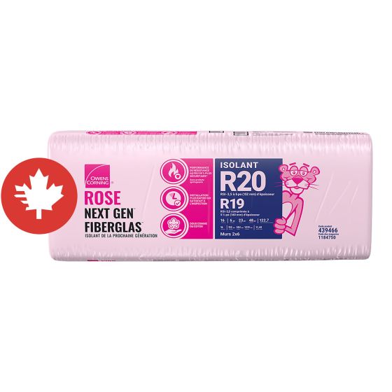 Laine isolante Rose Next Gen Fiberglas, R-20, 23" x 48" x 6", couvre 122,7 pi²