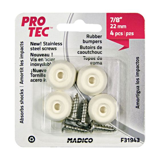 Screw-on bumper - 21.5 mm x 9.5 mm - 4/Pkg