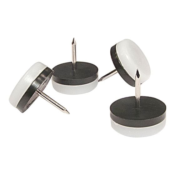 Nail-On Glides with Cushioned Polypropylene Base - White - 26 mm - 4/Pkg