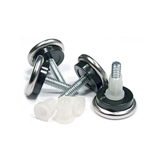 Adjustable Glides with Cushioned Steel Base - Nickel - 30 mm x 25.4 mm - 4/Pkg