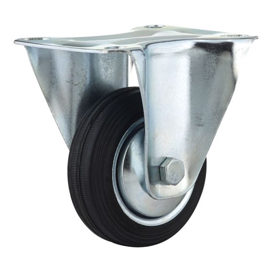 Euro Series Industrial Rubber Casters - Model: Rigid - 3 1/8"
