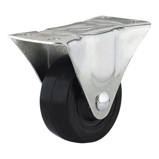 Industrial Black General-Duty Rubber Casters - Model: Rigid - 3" x 96.5 mm