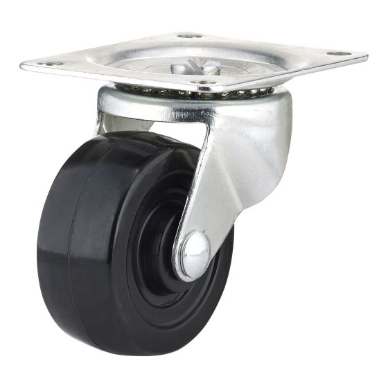 Industrial Black General-Duty Rubber Casters - Model: Swivel - 3" x 96.5 mm