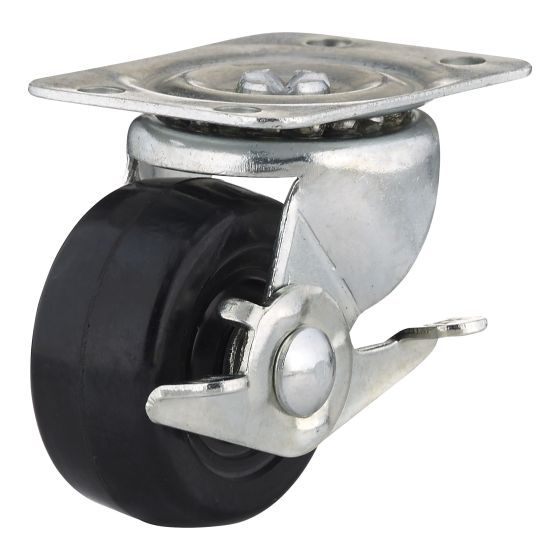 Industrial Black General-Duty Rubber Casters - Model: Swivel / Lock - 2" x 62 mm