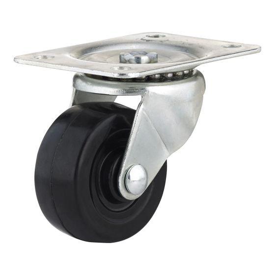 Industrial Black General-Duty Rubber Casters - Model: Swivel - 2 1/2" x 82 mm