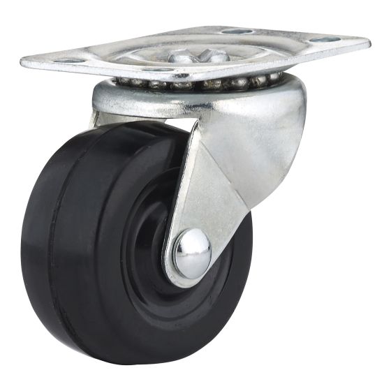 Industrial Black General-Duty Rubber Casters - Model: Swivel - 2" x 62 mm
