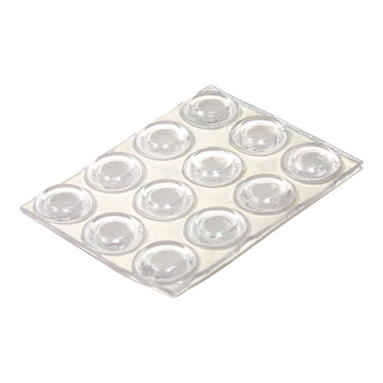 PRO-TEC PVC Round Bumper Pads - Clear - 1/2 in x 3 mm - 12/Pkg