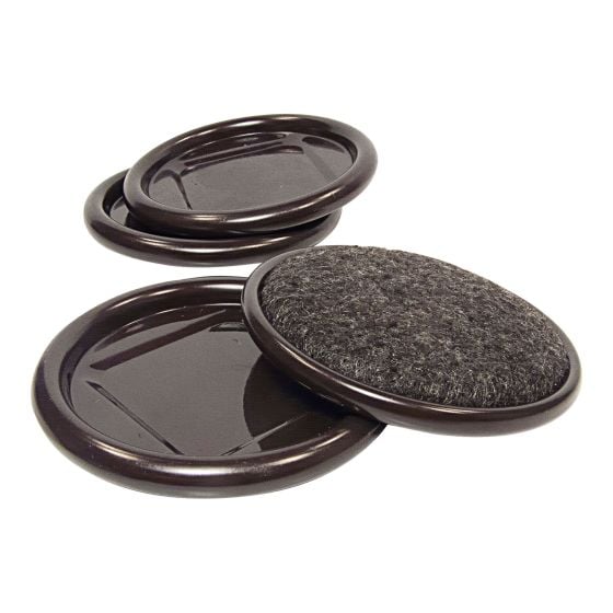 Carpet Base and Metal Round Shell Cups - Gray - 3" - 4/Pkg