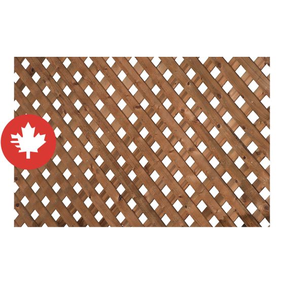 Reinforced Brown Treated Wood Privacy Lattice - 4' x 8'