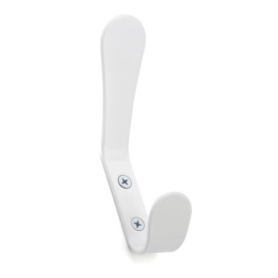 Crochet contemporain en métal, blanc, 27 mm x 123 mm