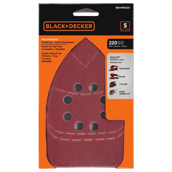 Papier sablé pour finition MegaMouse, grain 220, 5/pqt