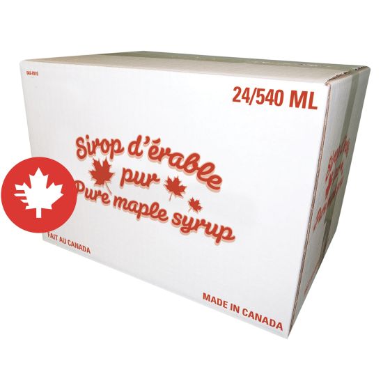 Boîte lithographiée pour cannes de sirop d'érable, blanc, 24 x 540 ml